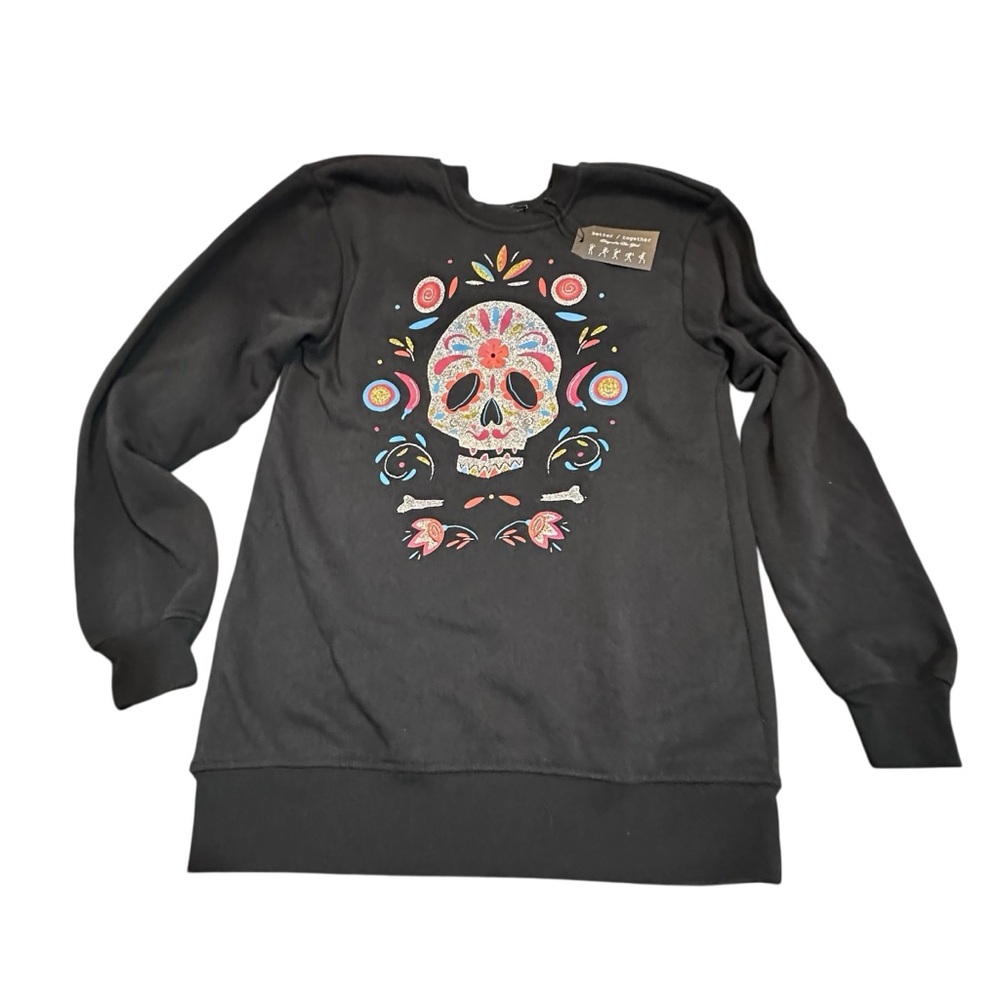 Better Together Black Sweatshirt‎ with Colorful Skull Design S